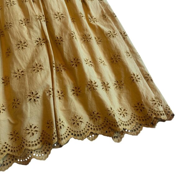 Madewell Scalloped Eyelet Midi Dress Golden Yellow Floral Size 14 Women's NWT - Picture 4 of 11